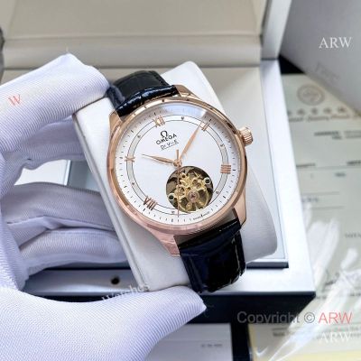 High Quality Replica OMEGA De Ville Multifunctional Upgraded Different Colors Strap Different Colors Face Dial Rose Gold Case Watch 42mm